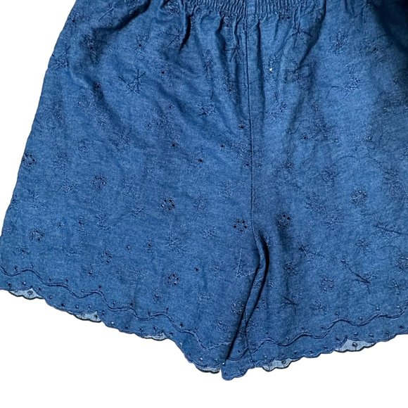 Vtg Gene Ewing Bis Denim Eyelet Shorts-Sz S/L - Picture 9 of 11